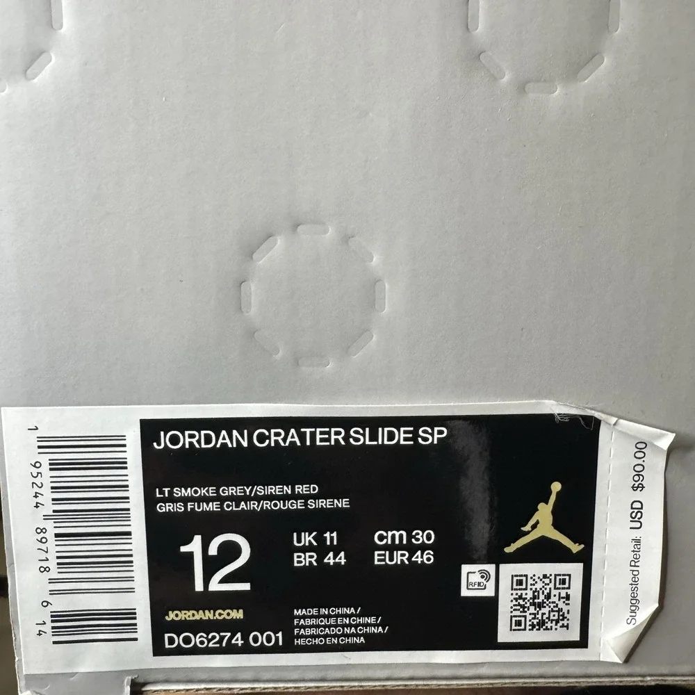 Union LA Nike Air Jordan Crater Slide‎ SP Smoke Grey DO6274 001 Sandals Size 12